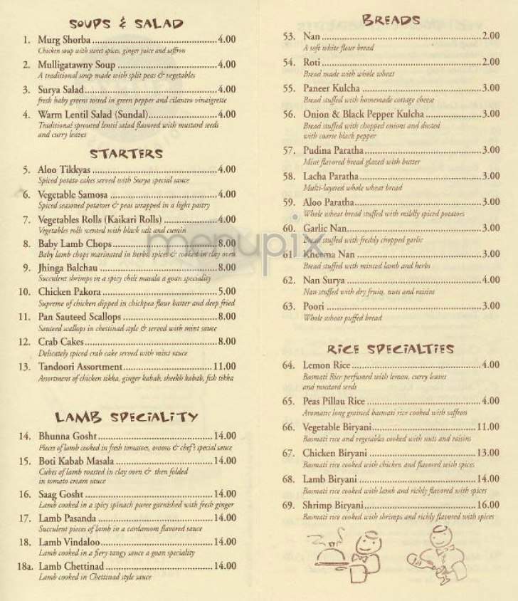 Surya - New York, NY menu_pic