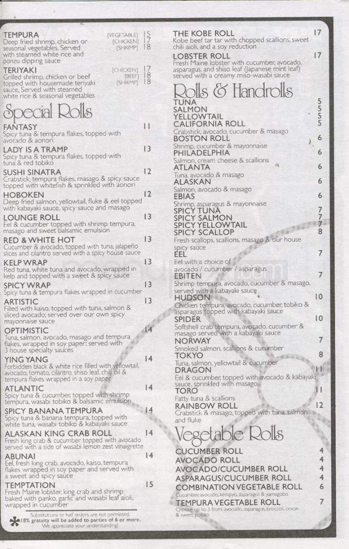 Sushi Lounge - Hoboken, NJ menu_pic