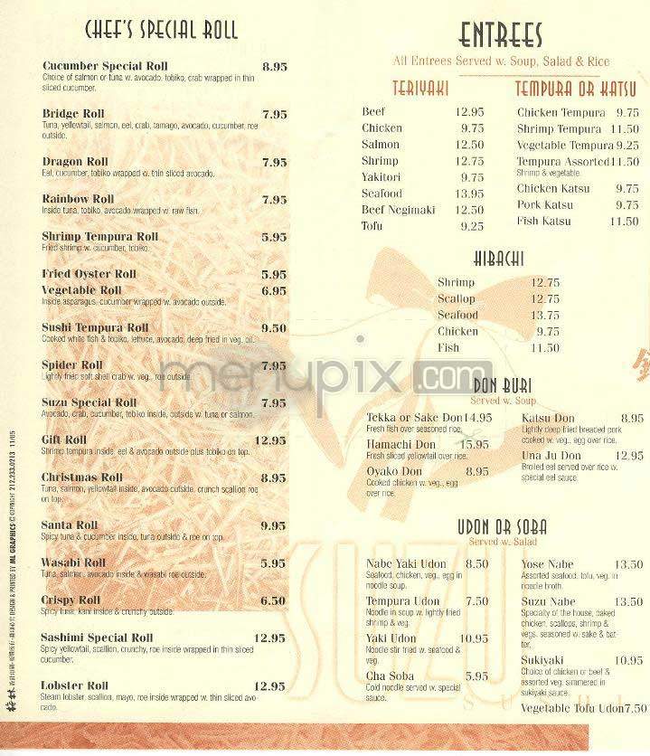 Suzu Sushi - New York, NY menu_pic