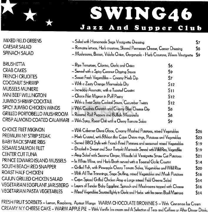 Swing 46 - New York, NY menu_pic