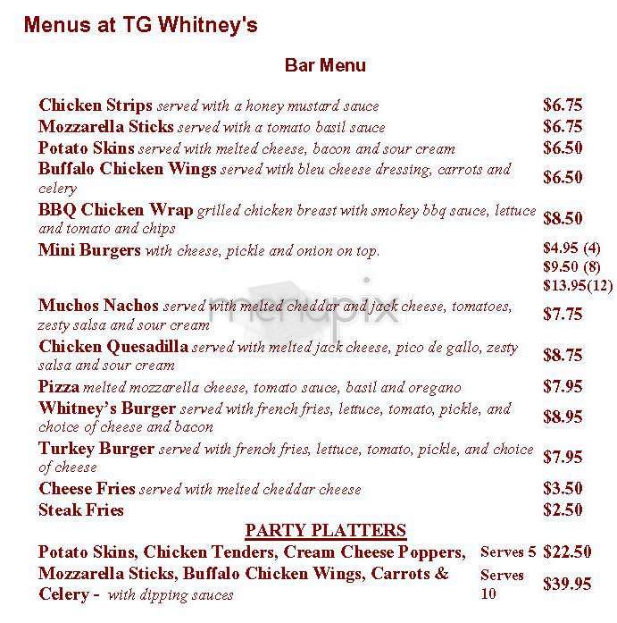 T G Whitneys' - New York, NY menu_pic