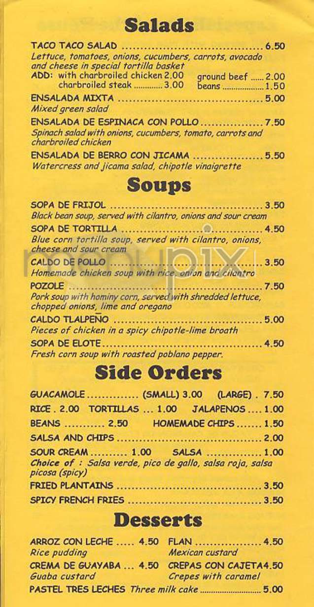 Taco Taco - Toronto, ON menu_pic