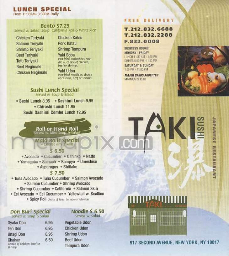 Taki Sushi - New York, NY menu_pic