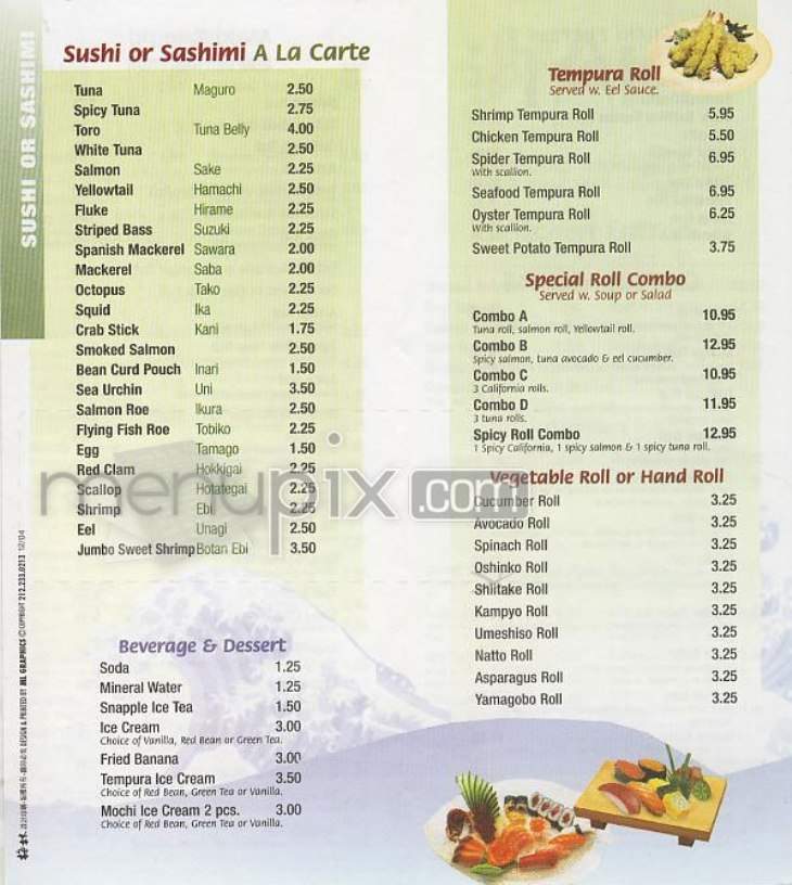 Taki Sushi - New York, NY menu_pic