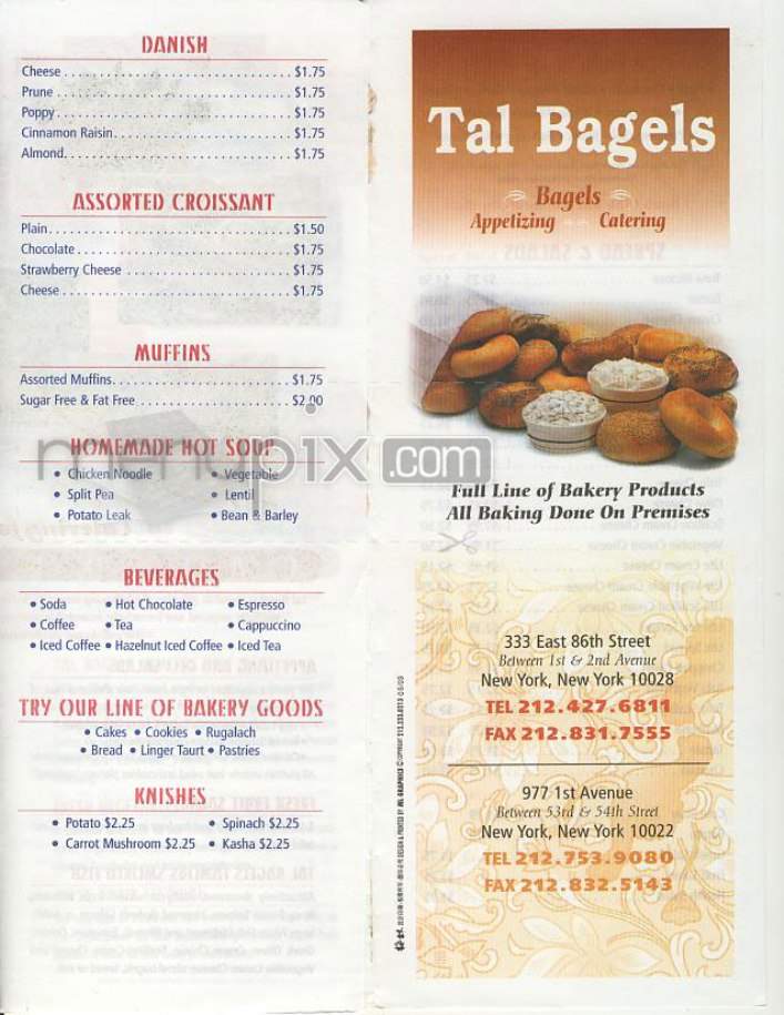 Tal Bagels - New York, NY menu_pic