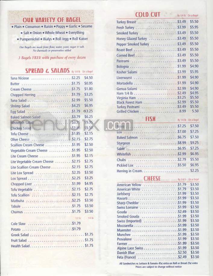 Tal Bagels - New York, NY menu_pic