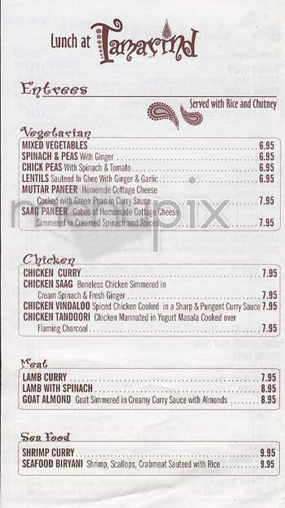 Tamarind - Tucson, AZ menu_pic