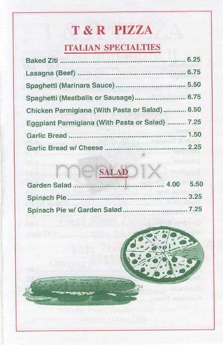 T & R Pizza - New York, NY menu_pic