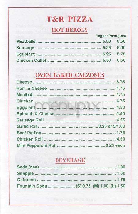 T & R Pizza - New York, NY menu_pic