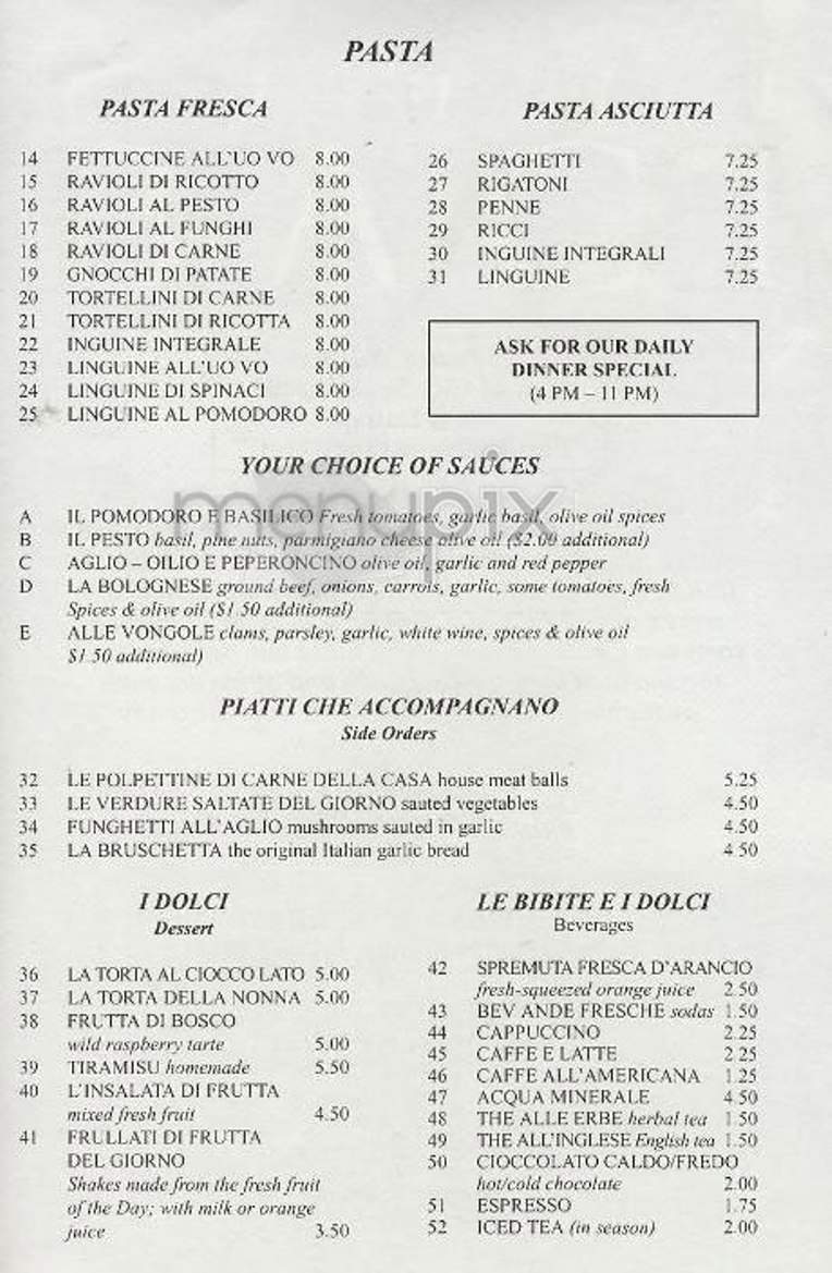 Tanti Baci Caffe - New York, NY menu_pic