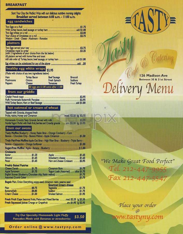 Tasty Cafe - New York, NY menu_pic