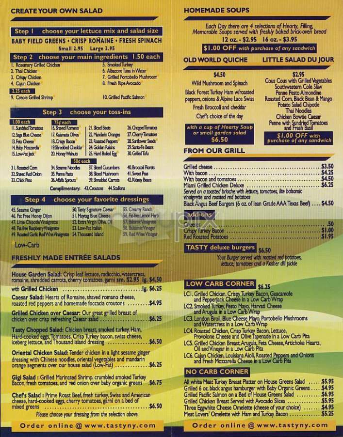 Tasty Cafe - New York, NY menu_pic