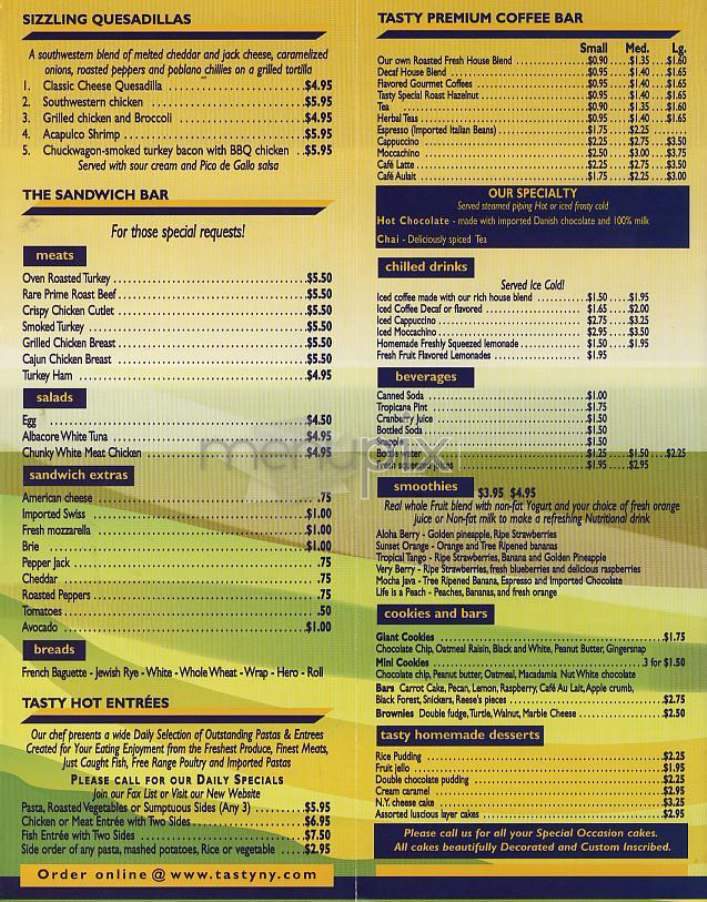 Tasty Cafe - New York, NY menu_pic