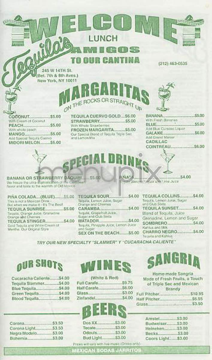 Tequila's - New York, NY menu_pic