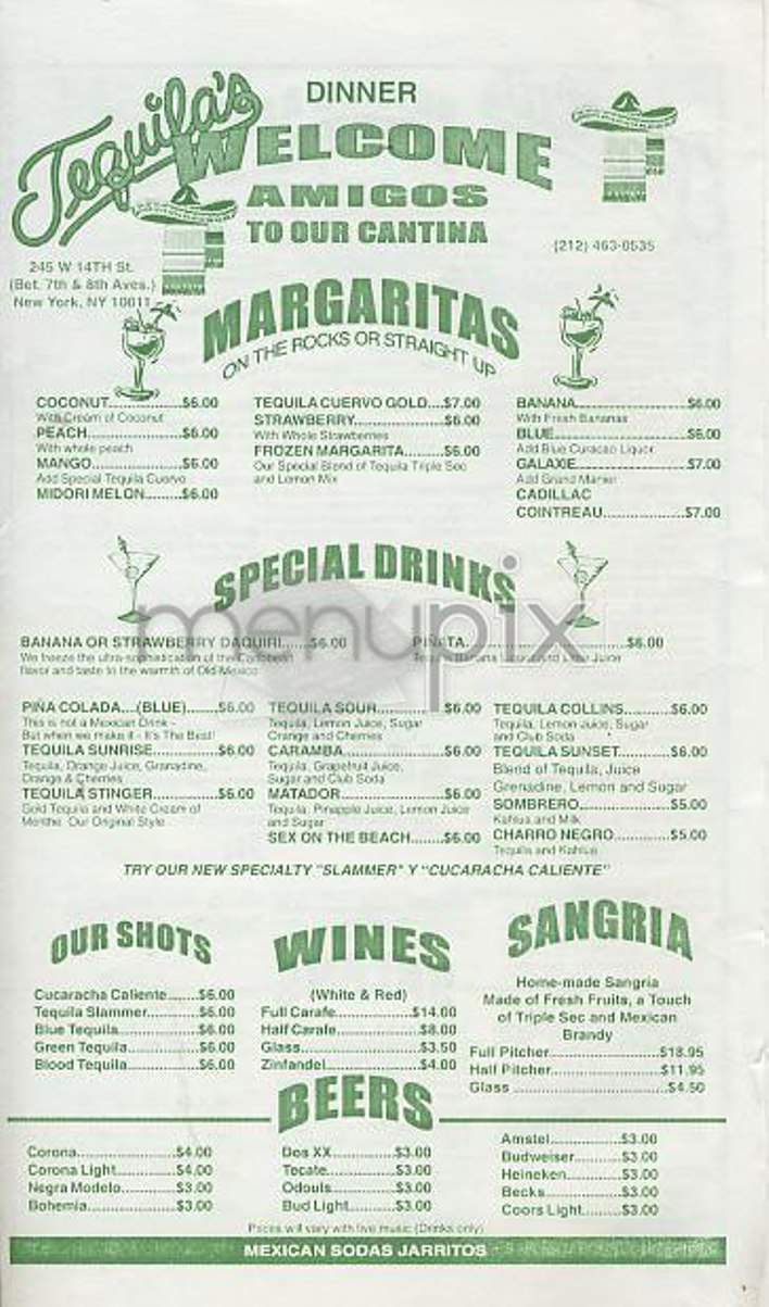 Tequila's - New York, NY menu_pic