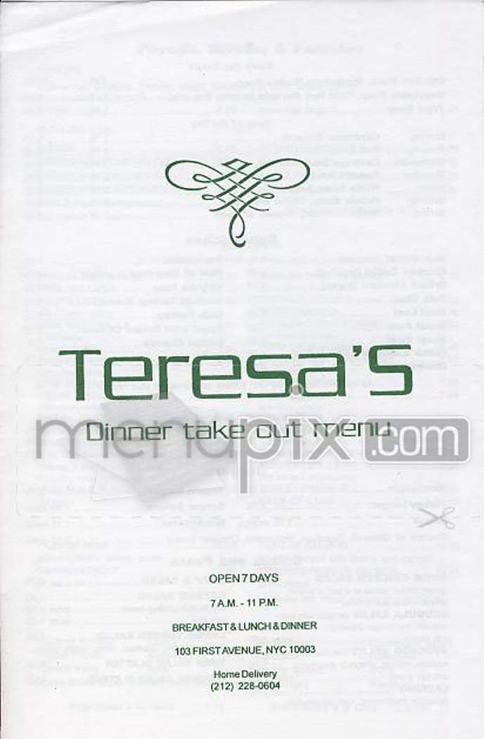 Teresa's - New York, NY menu_pic