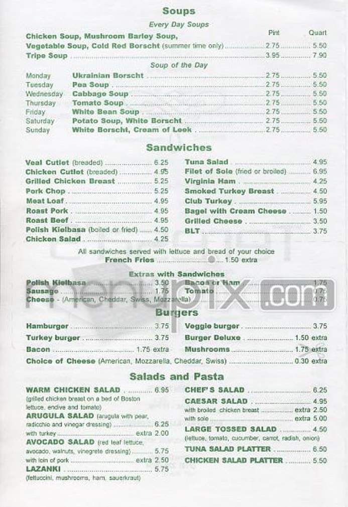 Teresa's - New York, NY menu_pic