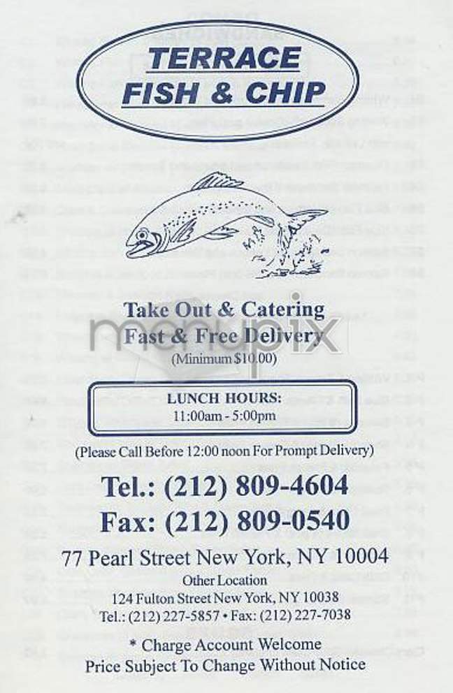 Terrace Fish & Chip - New York, NY menu_pic