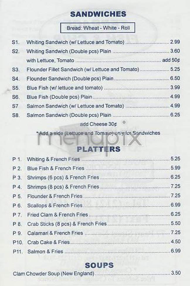 Terrace Fish & Chip - New York, NY menu_pic