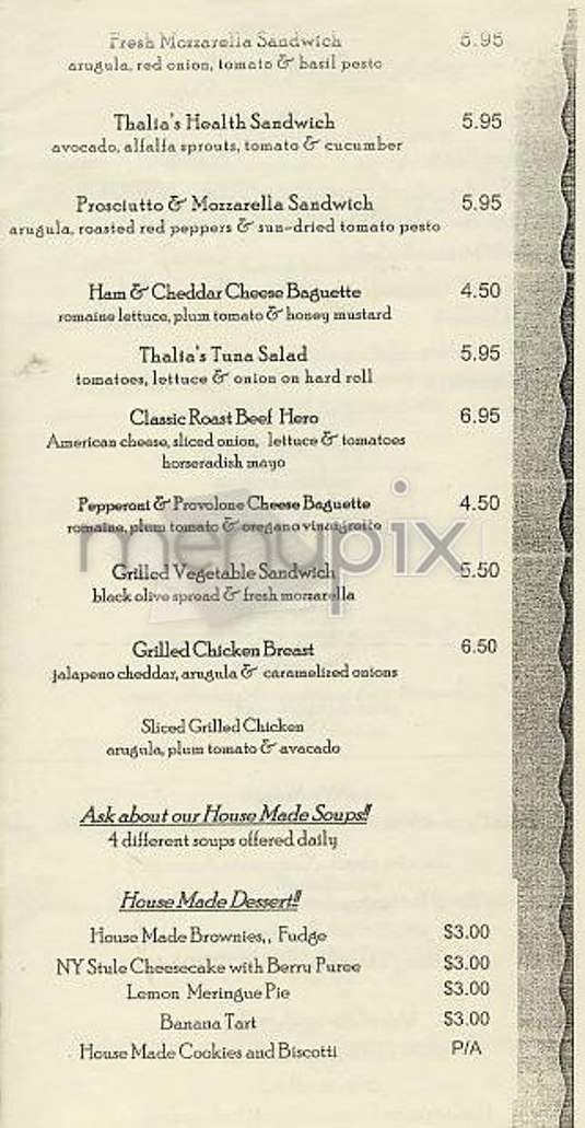 Thalia - New York, NY menu_pic