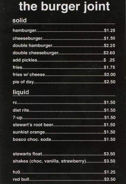 The burger joint - New York, NY menu_pic