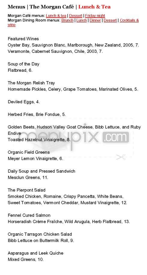 The Morgan Cafe - New York, NY menu_pic