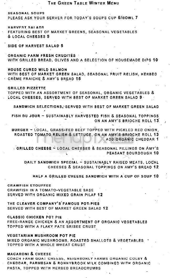 Green Table - New York, NY menu_pic