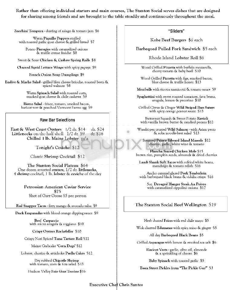 The Stanton Social - New York, NY menu_pic
