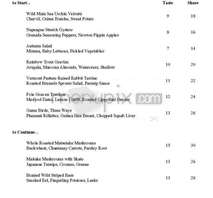 The Tasting Room - New York, NY menu_pic