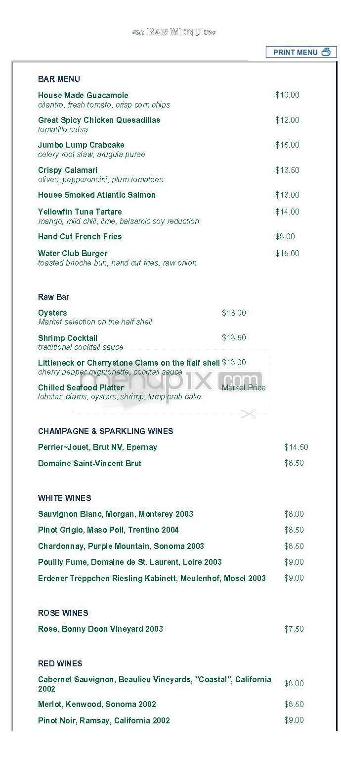 The Water Club - New York, NY menu_pic
