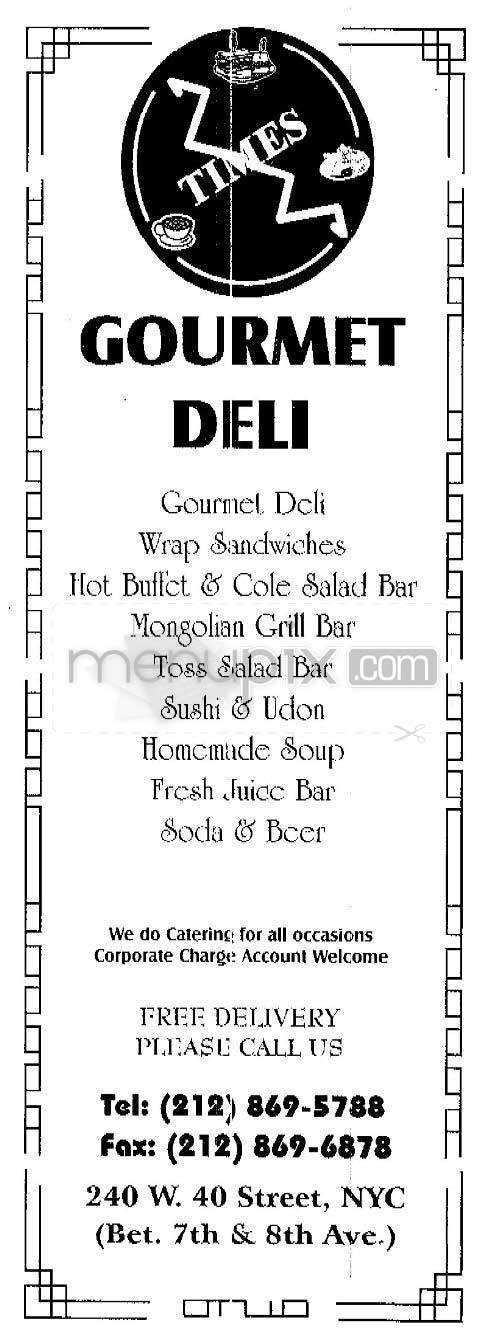 Times Gourmet Deli - New York, NY menu_pic
