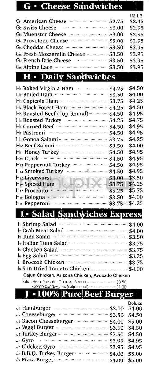 Times Gourmet Deli - New York, NY menu_pic