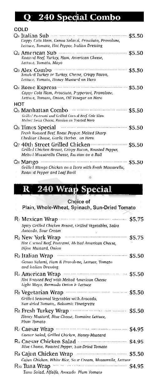 Times Gourmet Deli - New York, NY menu_pic