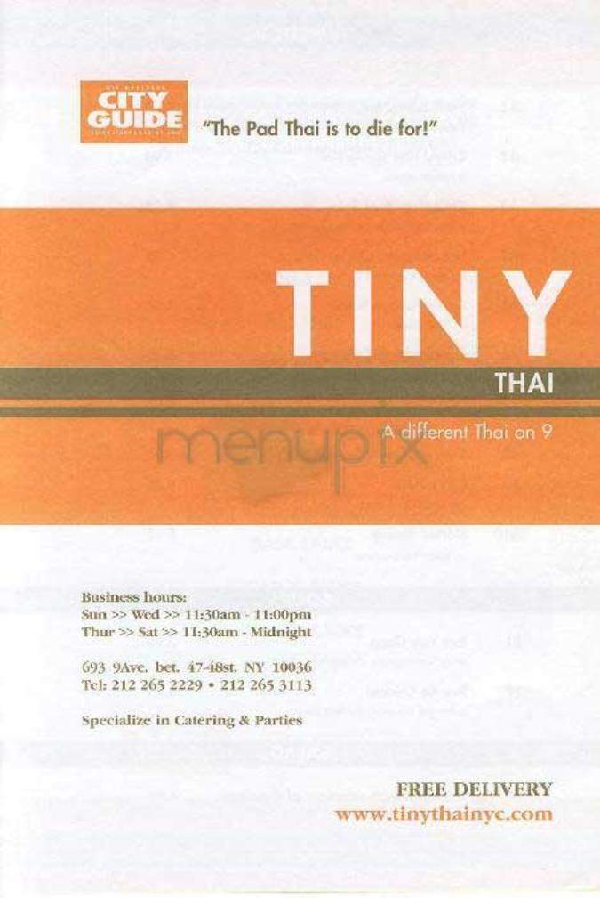 Tiny Thai Cafe - New York, NY menu_pic