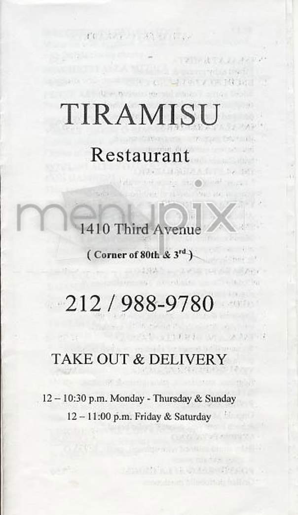 Tiramisu - Montreal, QC menu_pic