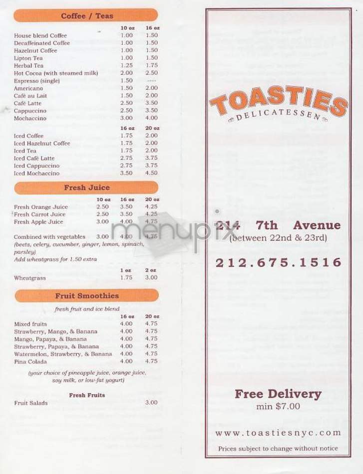 Toasties Delicatessen - New York, NY menu_pic