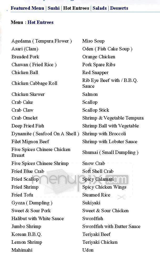Todai - New York, NY menu_pic