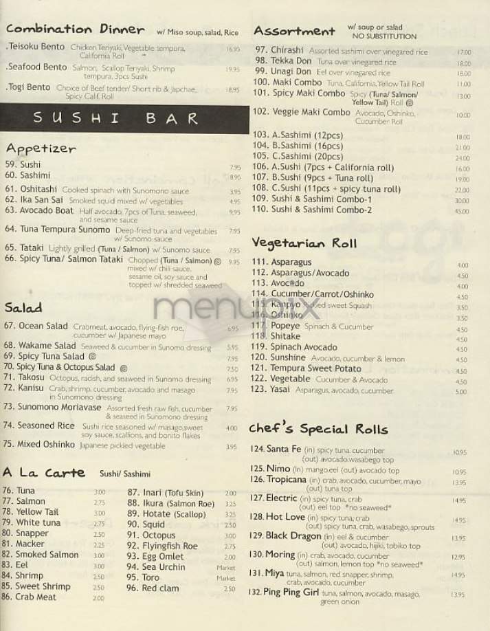 Togi - New York, NY menu_pic