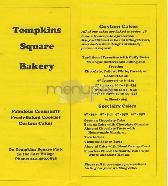 Tompkins Square Bakery - New York, NY menu_pic