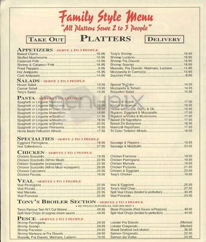 Tony's Di Napoli - New York, NY menu_pic