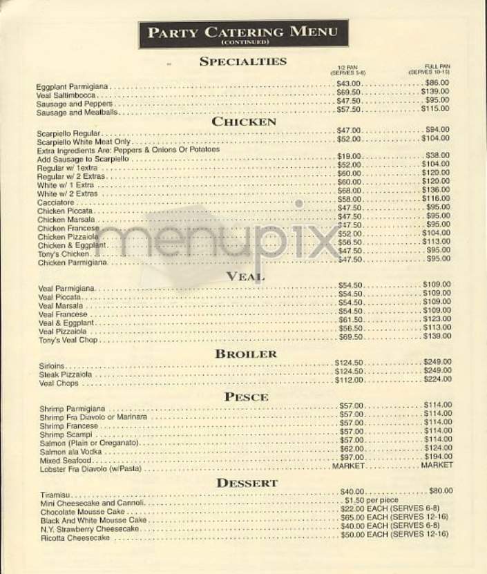 Tony's Di Napoli - New York, NY menu_pic