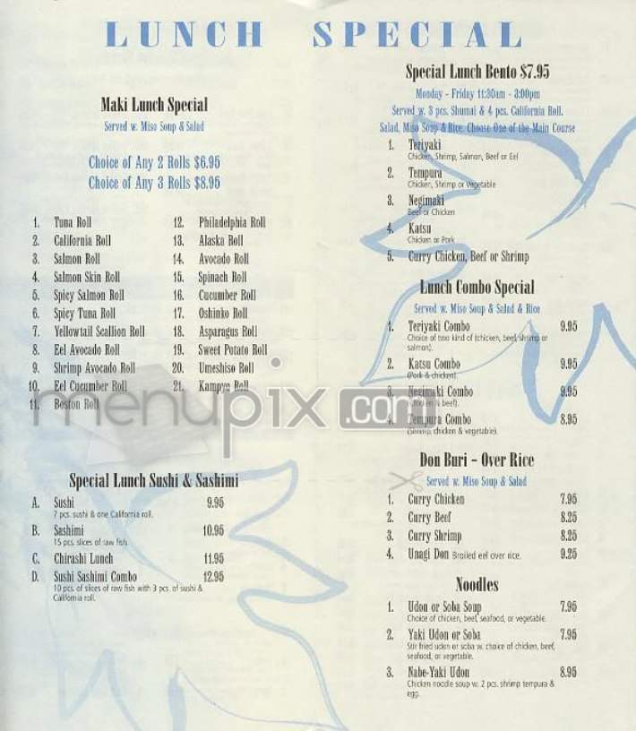 Tony's Sushi & Grill - New York, NY menu_pic