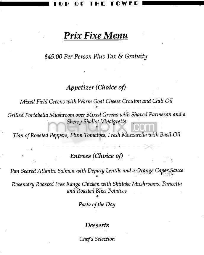 Top of the tower - New York, NY menu_pic