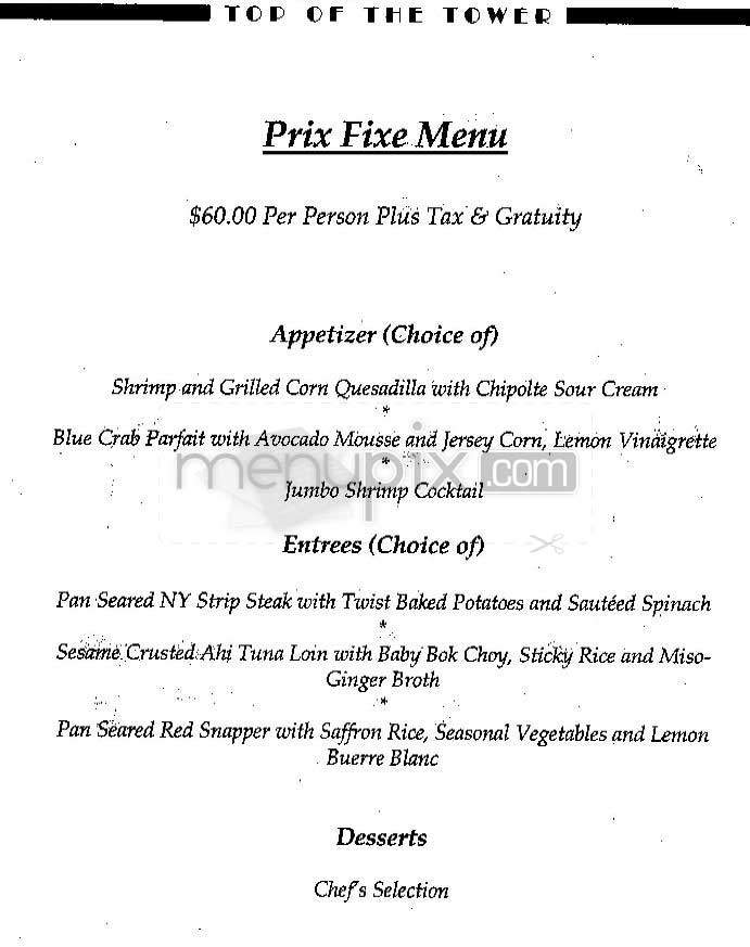 Top of the tower - New York, NY menu_pic