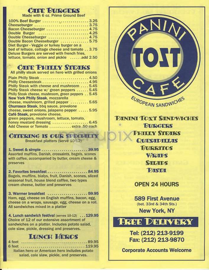 Panini Tozt Cafe - New York, NY menu_pic