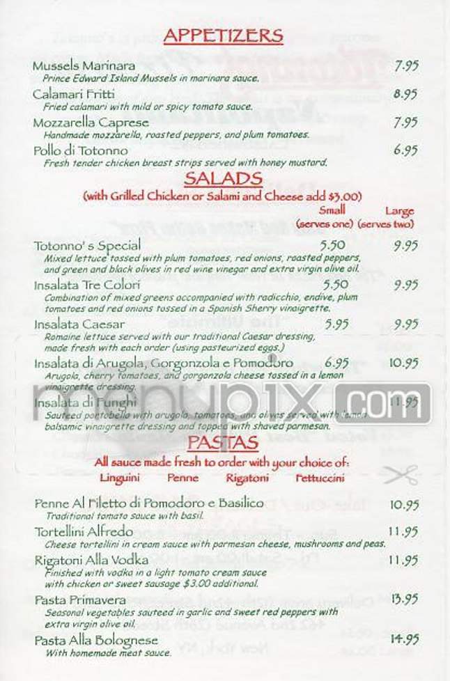 Totonno's - New York, NY menu_pic