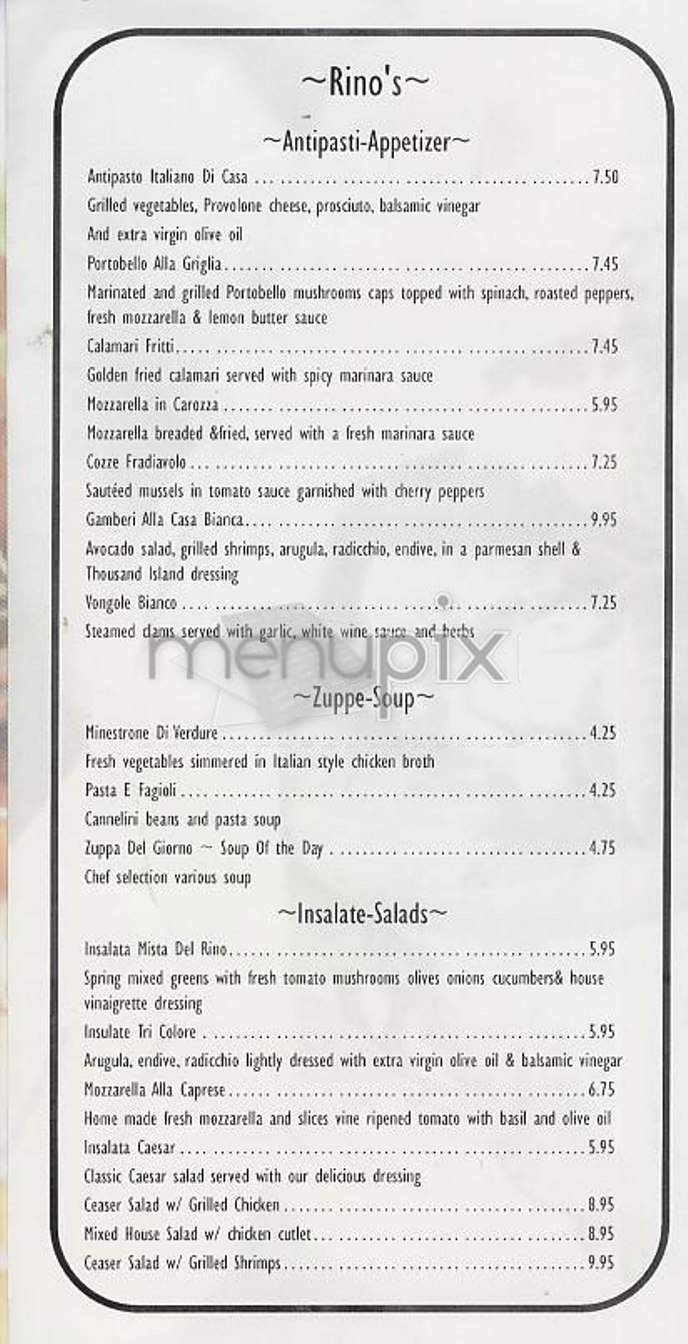 Trattoria Rino - New York, NY menu_pic