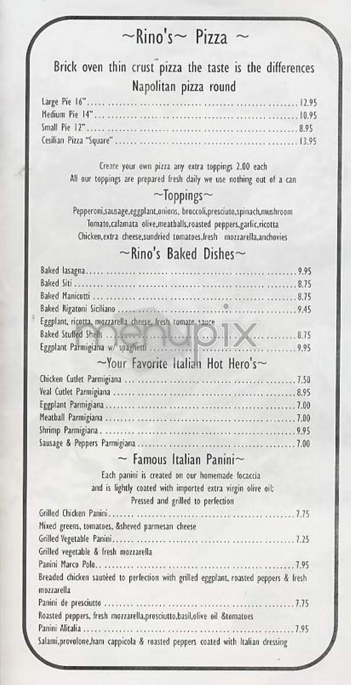 Trattoria Rino - New York, NY menu_pic