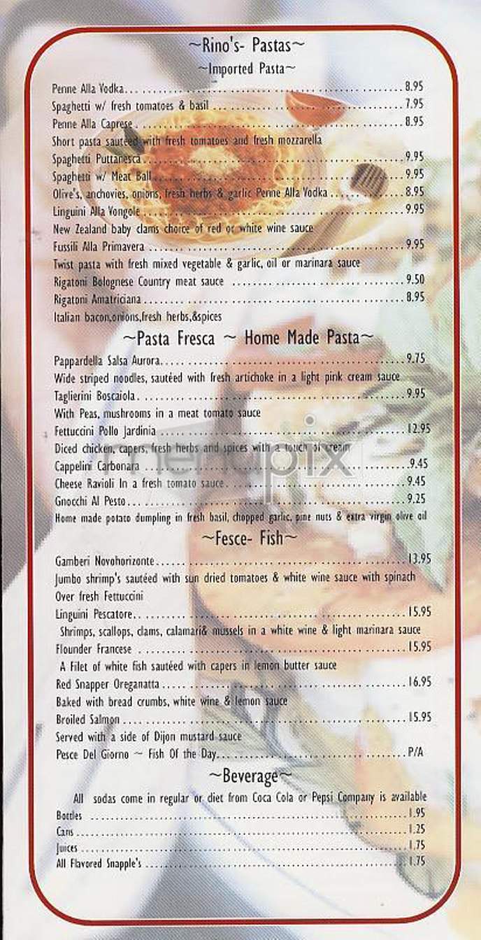 Trattoria Rino - New York, NY menu_pic