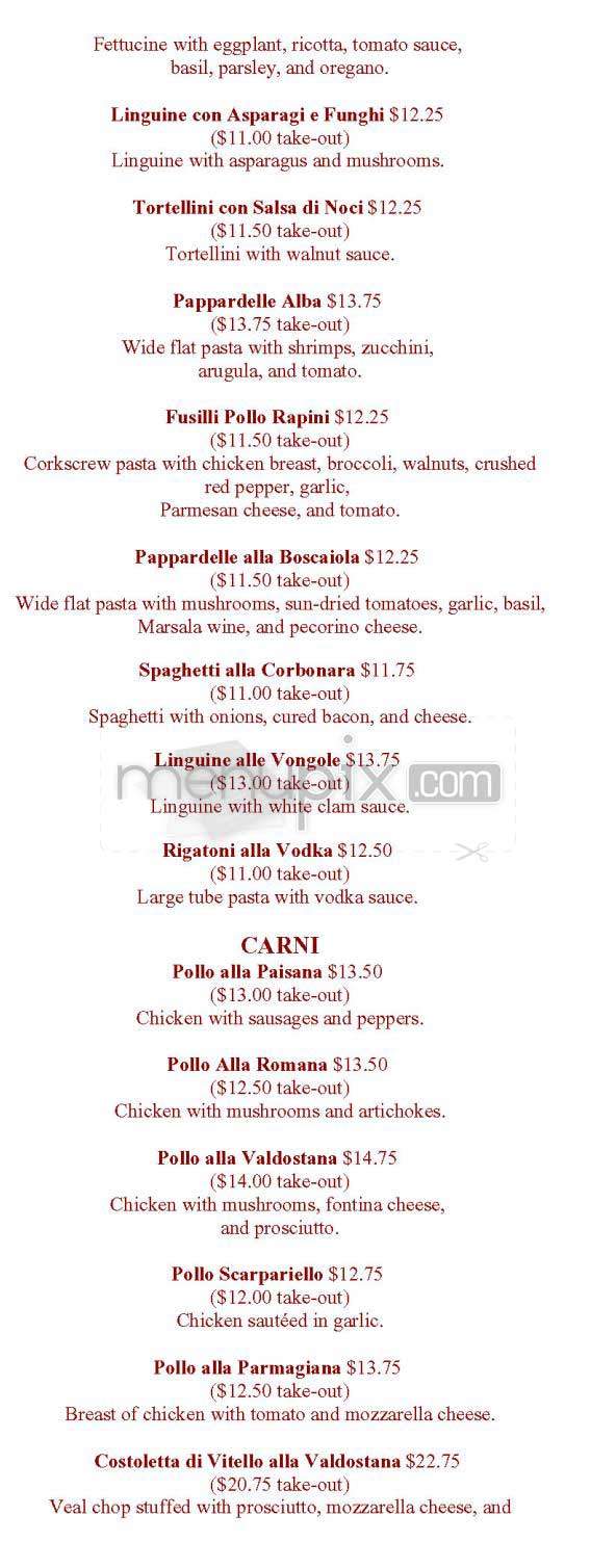 Trattoria Alba - New York, NY menu_pic